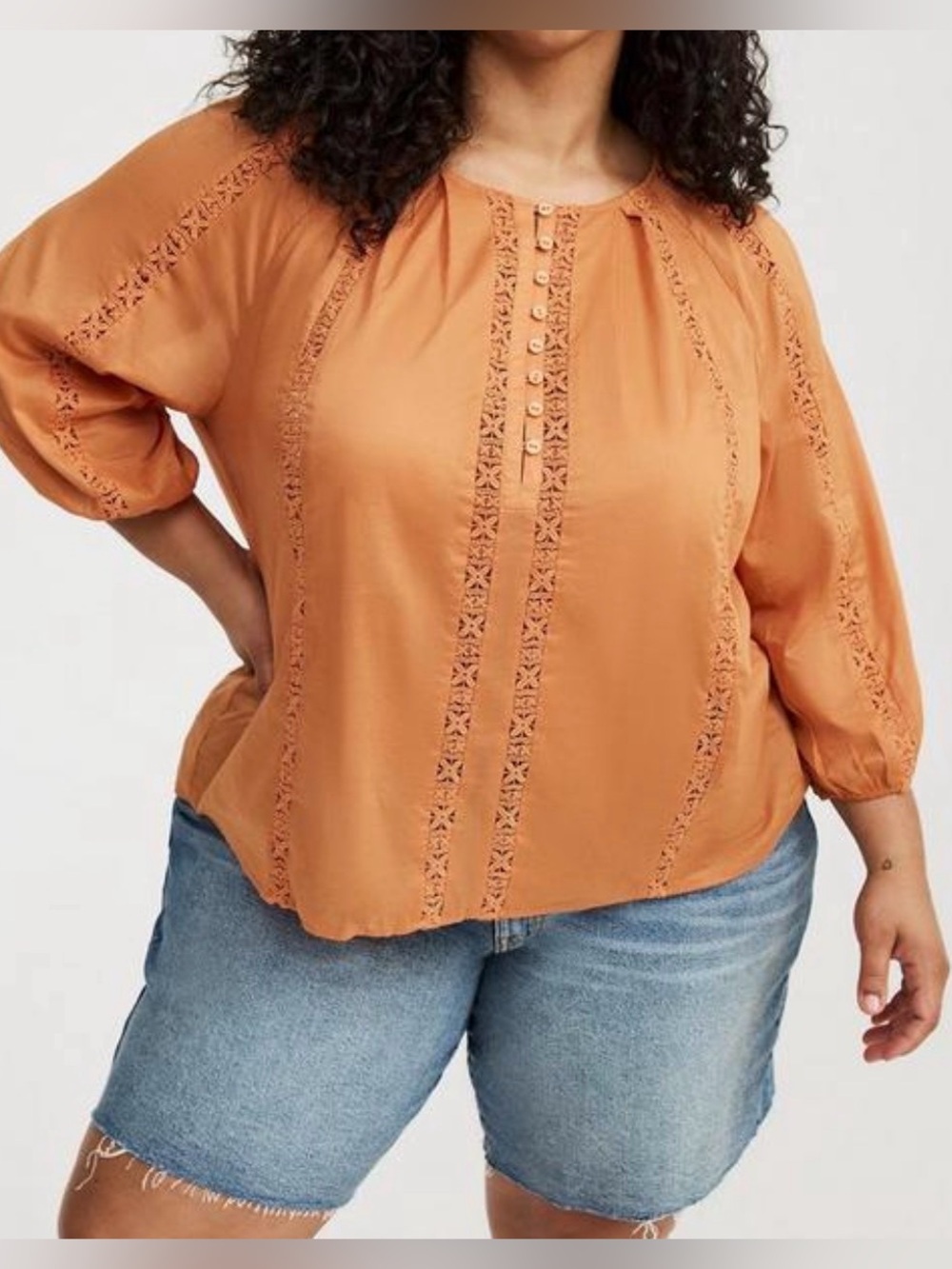 NWT Torrid cotton crochet inset top, Torrid size 0, 0X